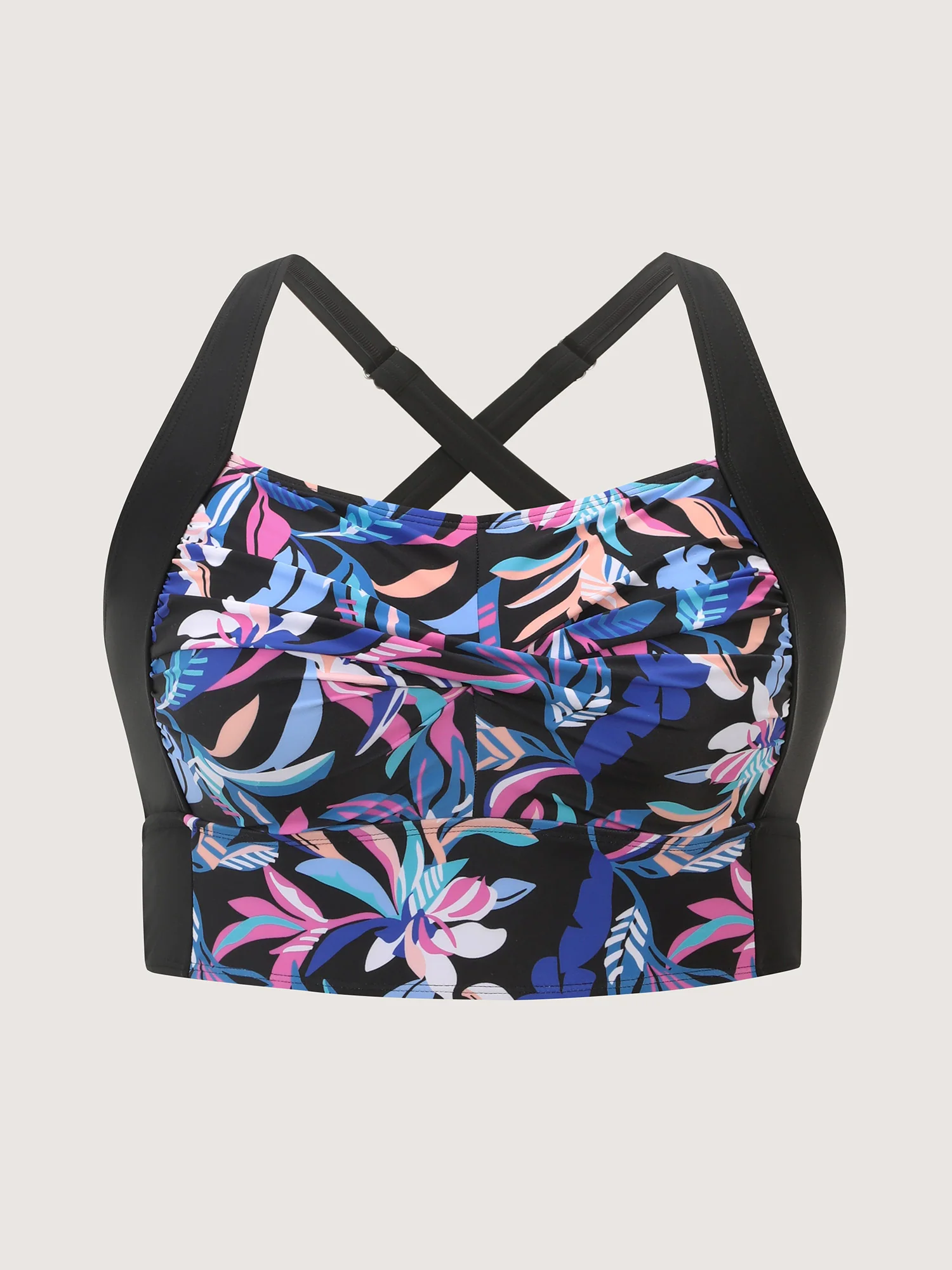 Vibrant Floral Print Twist Front Swim Top - Image 7